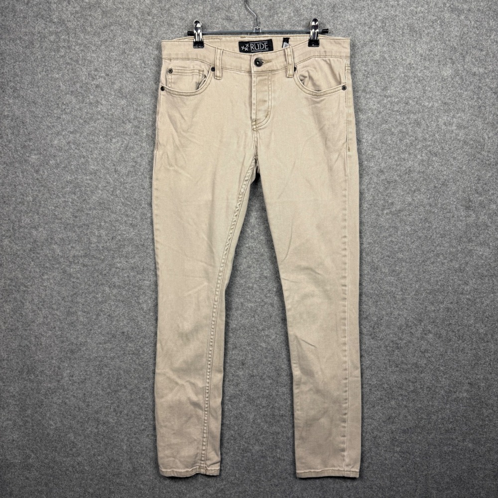 RUDE Skinny Twill Pants Khaki Beige‎ Womens Size 30x32 Casual Career